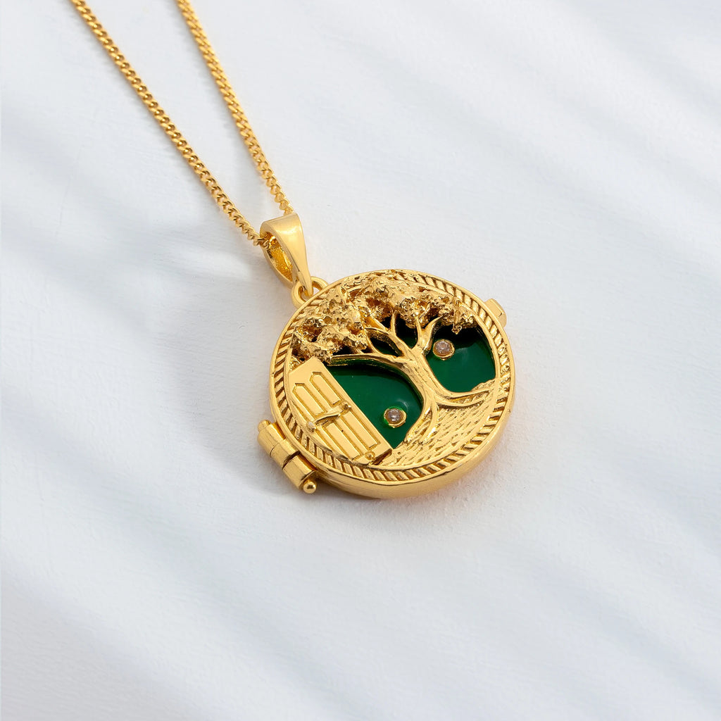 Past and Future Necklace – Gold-Plated Silver with Hourglass and Open Door Motifs Necklace LUNARITY GARAGE