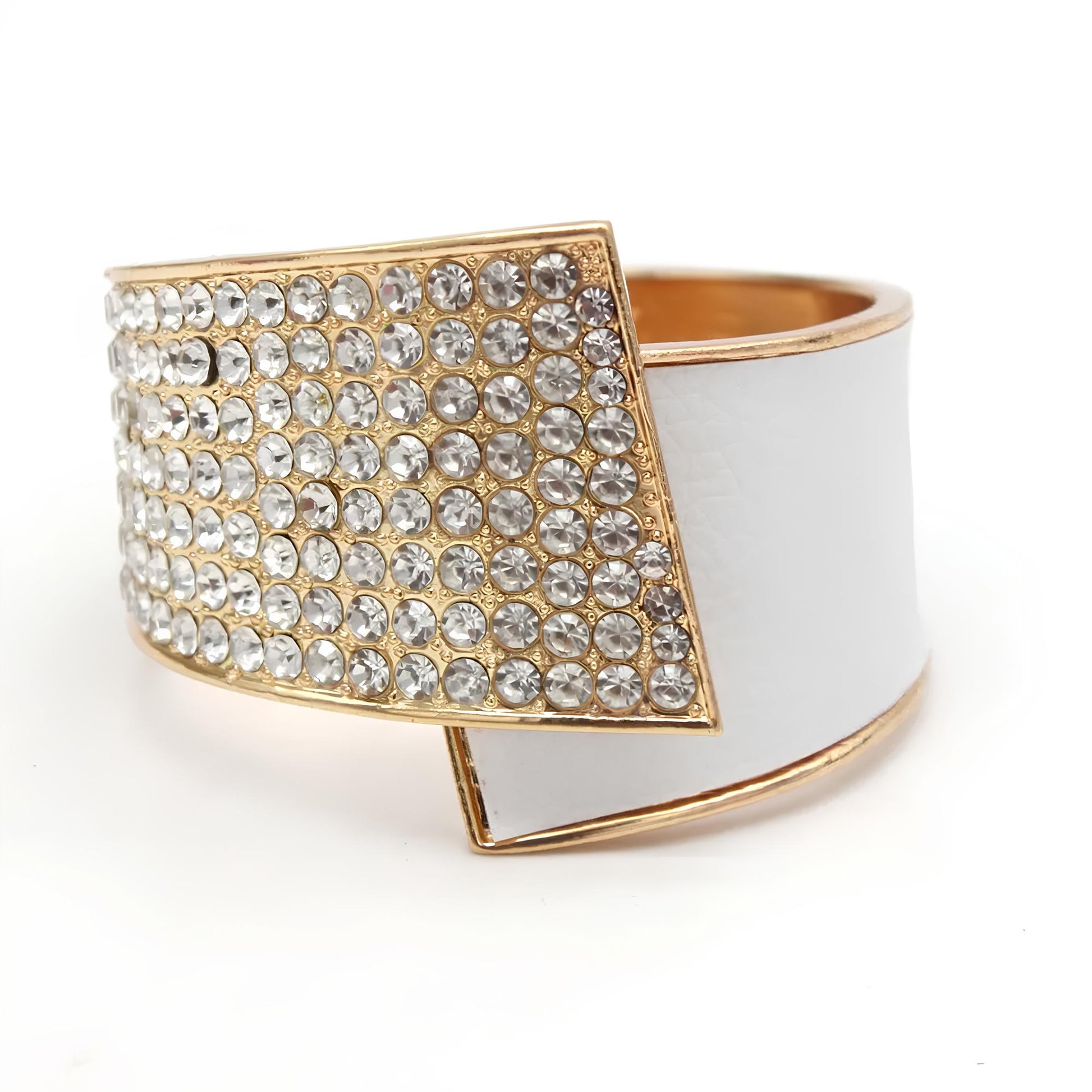 Fashion Geometric Crystal Cuff Bracelet Bracelets Lunarity Garage White