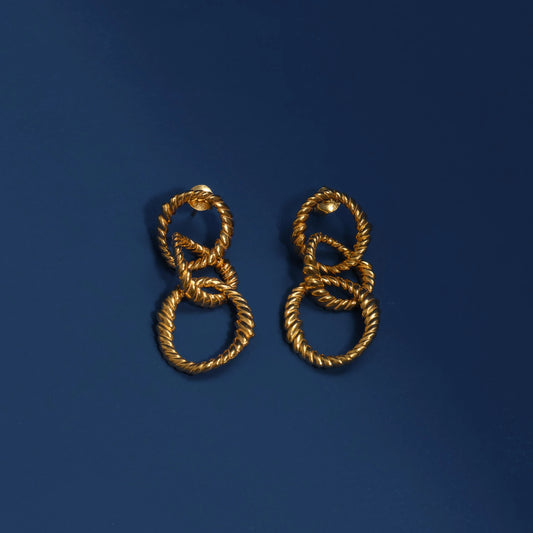 Ram’s Horn Spiral Chain Earrings - Gold-Plated over Bronze Earrings LUNARITY GARAGE