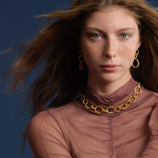 Ram’s Horn Spiral Chain Necklace - Gold-Plated over Bronze Necklace LUNARITY GARAGE