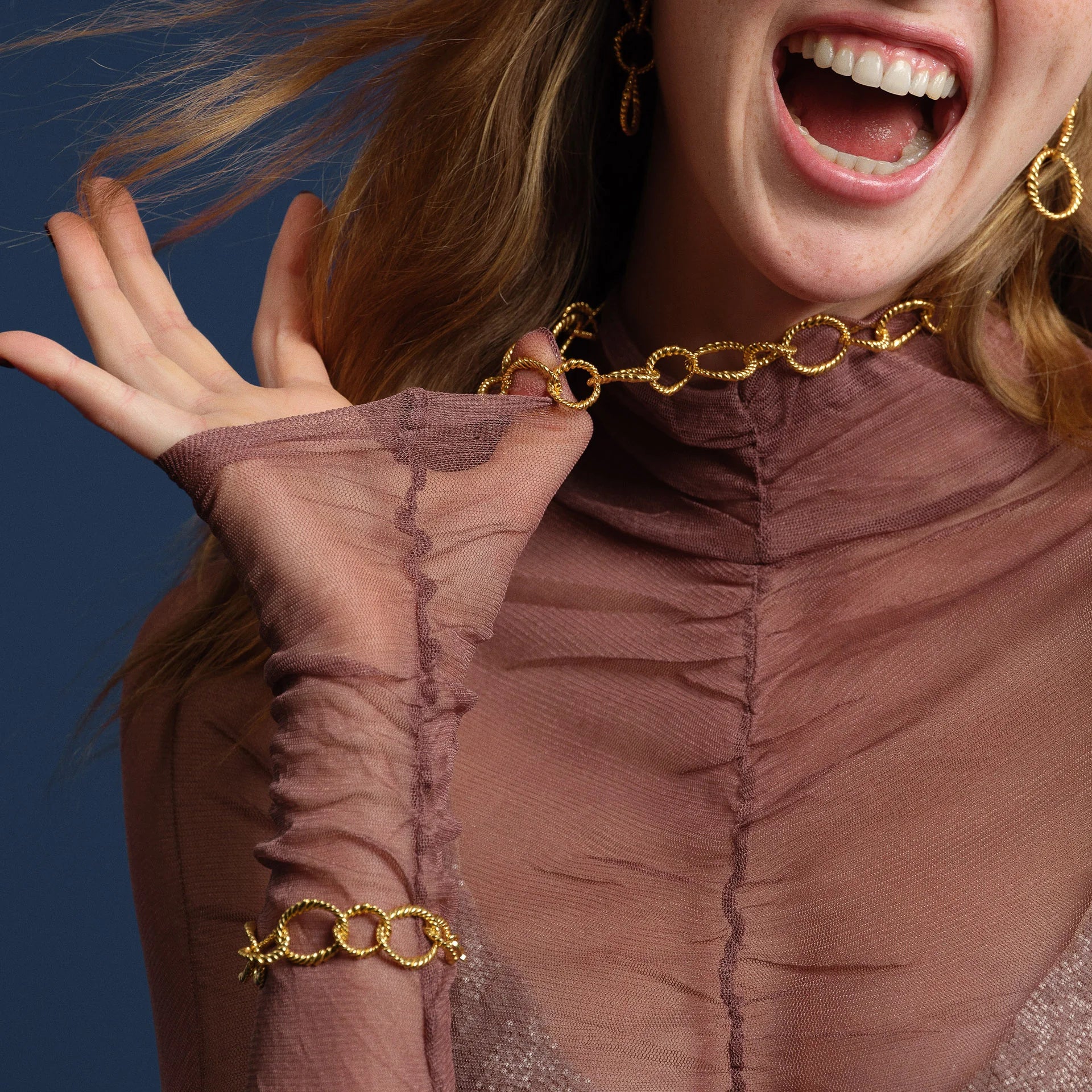 Ram’s Horn Spiral Chain Necklace - Gold-Plated over Bronze Necklace LUNARITY GARAGE