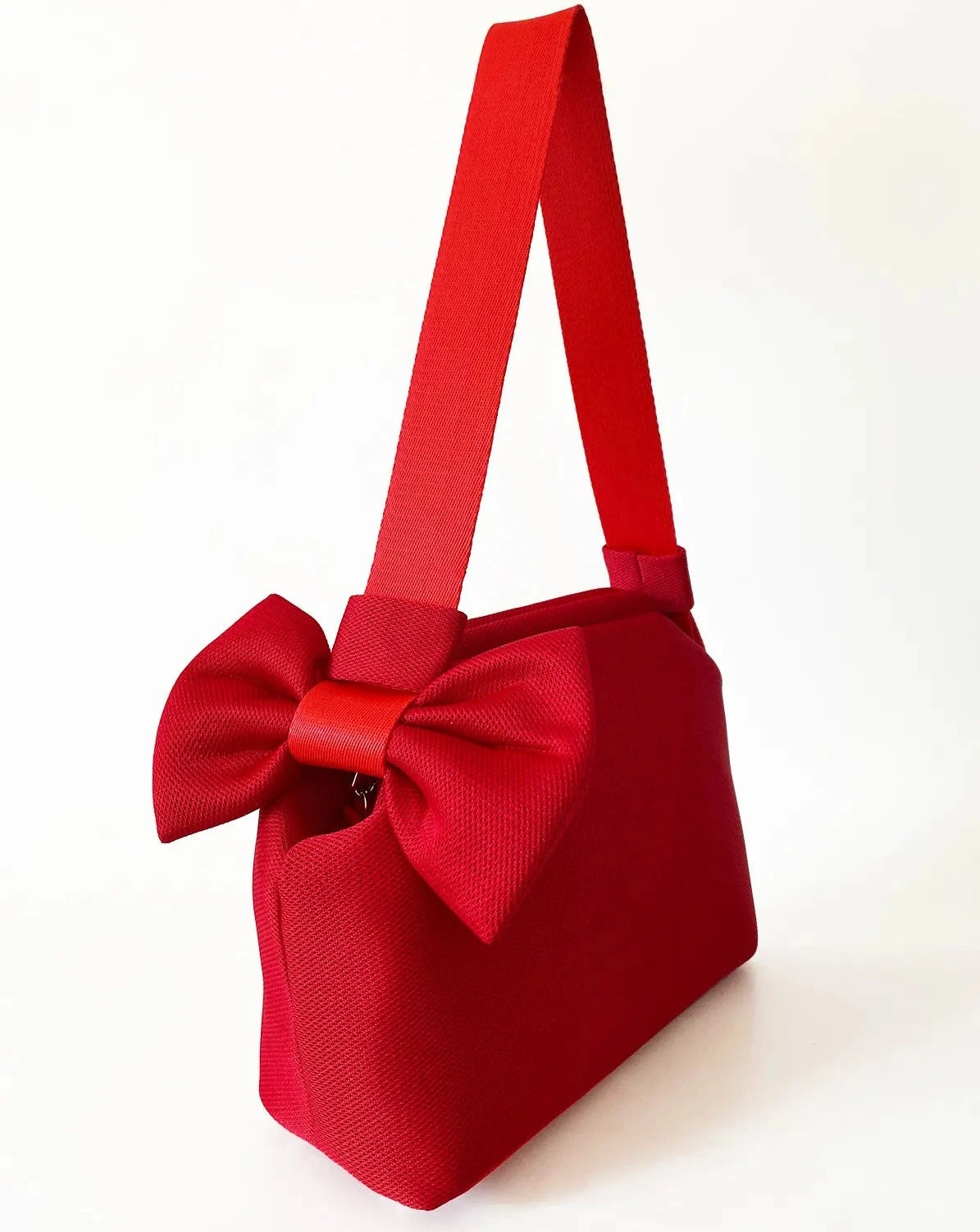 Elegant Red Bow Detail Shoulder and Handbag with Detachable Strap handbags LUNARITY GARAGE   