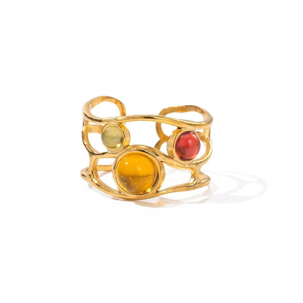 Retro Mesh Open Ring with Resin Diamond Inlay ring LUNARITY GARAGE   