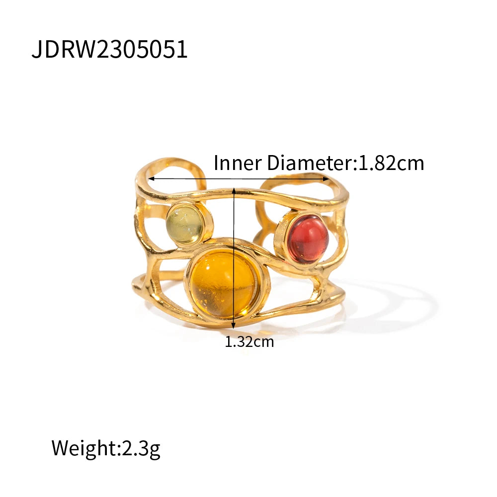 Retro Mesh Open Ring with Resin Diamond Inlay ring LUNARITY GARAGE   