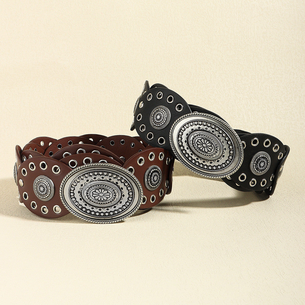 Retro Aesthetic Double Buckle Women Belt Vintage Belt LUNARITY GARAGE