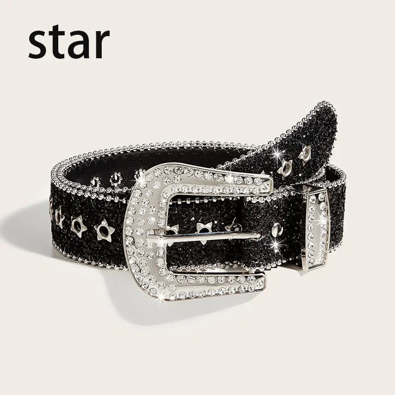 Y2K Punk Rhinestone & Sequin Belt Belt Lunarity Garage   