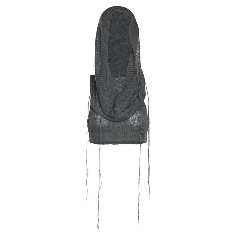 Y2K Knit Hooded Tank Top – Trendy & Edgy Summer Staple LUNARITY GARAGE