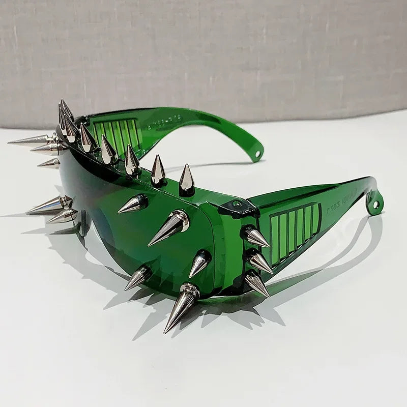 Cyberpunk Demon Metal Rivet Sunglasses Sunglasses Lunarity Garage Green