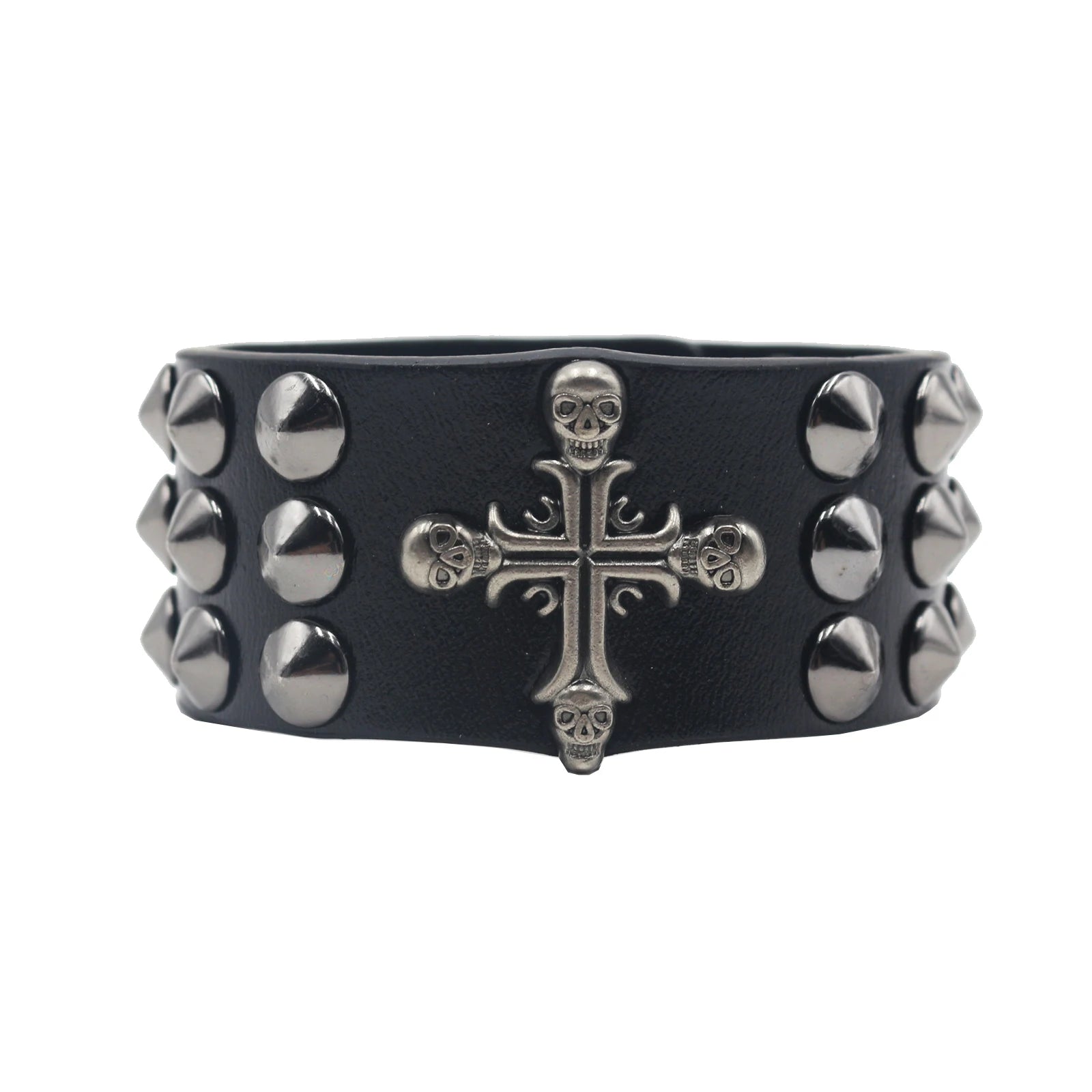 Punk Hip Hop Rock Genuine Leather Bracelet – Chain Rivet Unisex Bangle bracelets LUNARITY GARAGE SZKLT