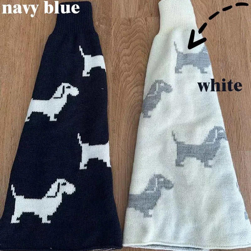 Cute Dachshund Dog Knit Leg Warmers Mid Calf Socks Ankle Covers Winter Thickened Warm Sweet Calf Socks Harajuku Leg Covers Leg warmer LUNARITY GARAGE white one size 