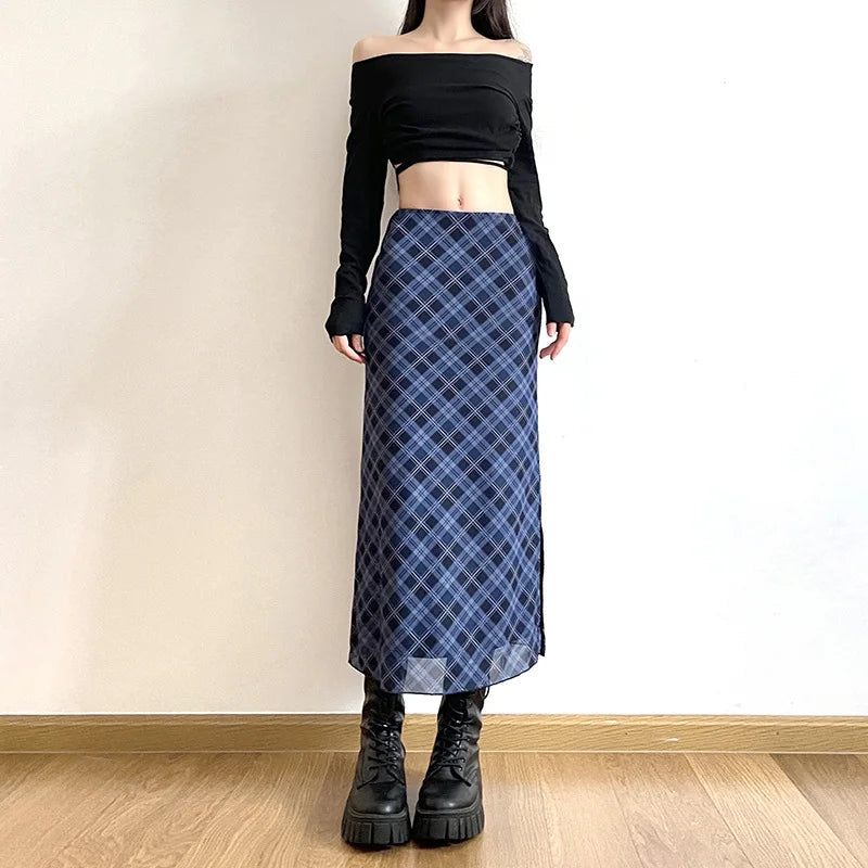 Plaid Print Wrap Pencil Skirt – Vintage Elegance with a Modern Twist Skirts LUNARITY GARAGE