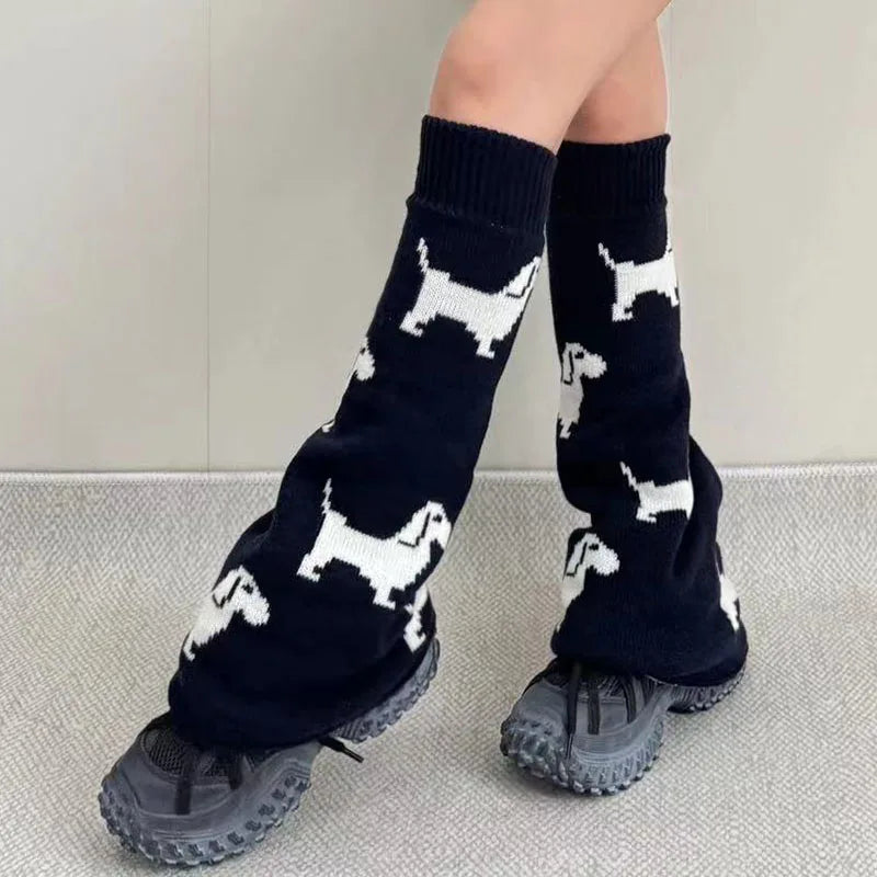 Cute Dachshund Dog Knit Leg Warmers Mid Calf Socks Ankle Covers Winter Thickened Warm Sweet Calf Socks Harajuku Leg Covers Leg warmer LUNARITY GARAGE   