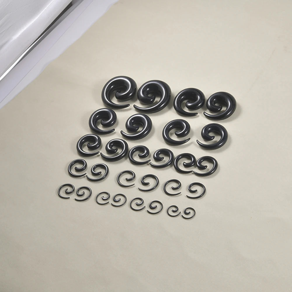 1Pair Acrylic Black Ear Spiral Expander Ear Plugs Spiral Ear-Piercing Stretcher Body Jewelry 1.2mm-24mm Piercing Jewelry Ear Piercings Lunarity Garage   
