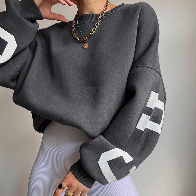 Back Letters Print Oversized Sweatshirt – Cozy Streetwear for Autumn & Winter Sweatshirts Lunarity Garage