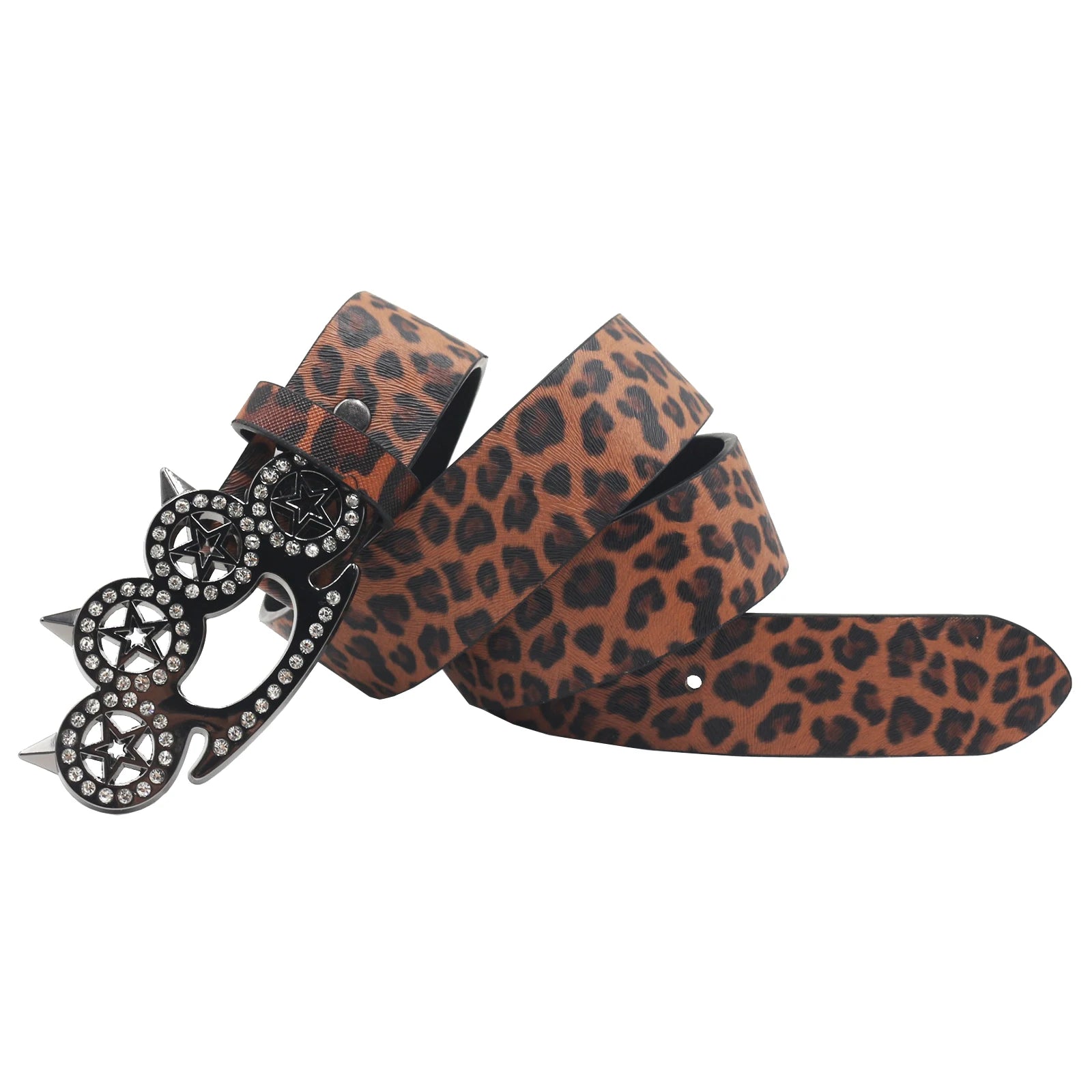 Leopard Print Trendy Rhinestone Belt – Elegant Shiny CAT Design (3.8cm) belt LUNARITY GARAGE