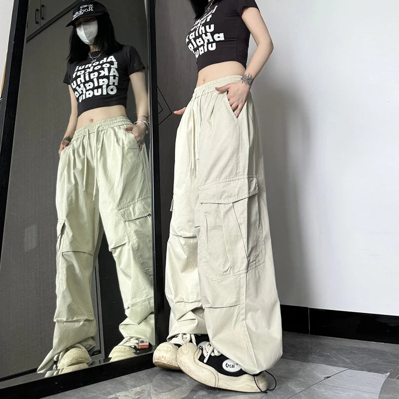 Y2K High Waist Wide Leg Cargo Pants – Streetwear Essential Pants LUNARITY GARAGE