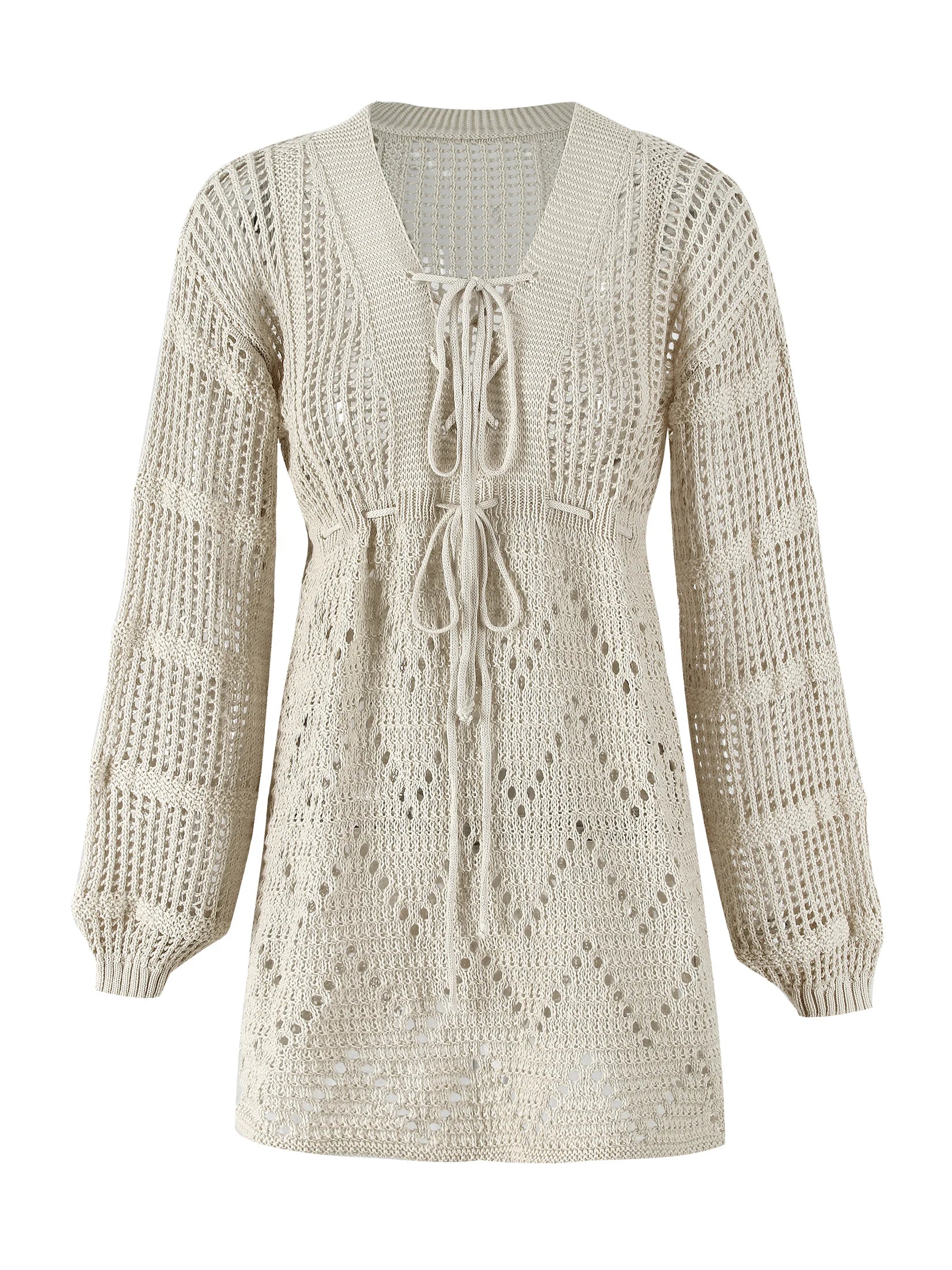 Daring Winter Warmth: The Sexy See-Through Deep V-Neck Knit Mini Dress Dress LUNARITY GARAGE