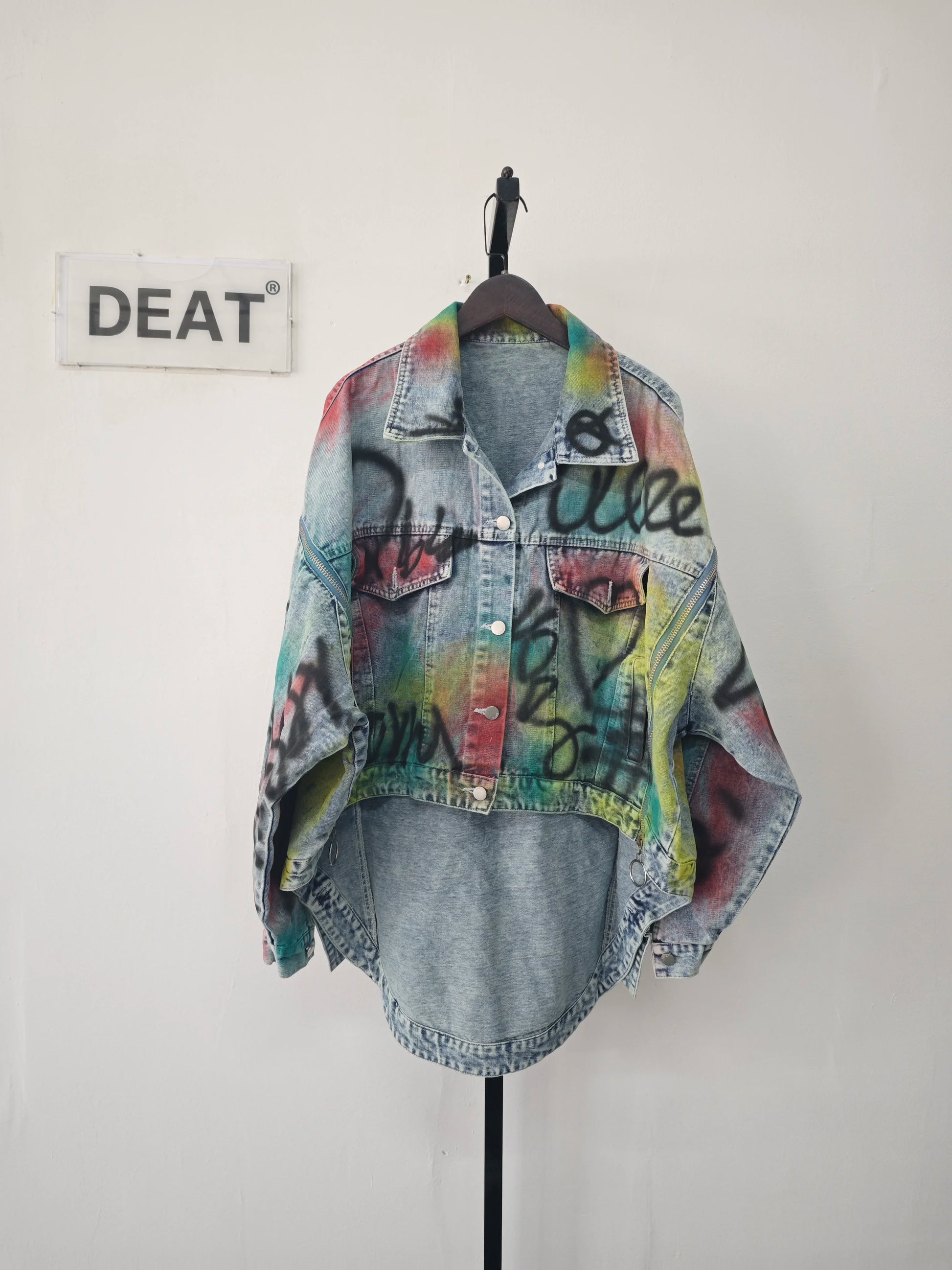 Women’s Graffiti Patchwork Denim Jacket – Bold & Artistic Streetwear Jackets Lunarity Garage