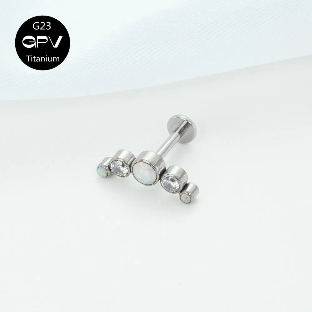Titanium Ear Stud Zircon Opal Piercing Jewelry In 25 Colors Optional Women's Party Bar Fashion Ear Cartilage Stud Ear Piercings Lunarity Garage   
