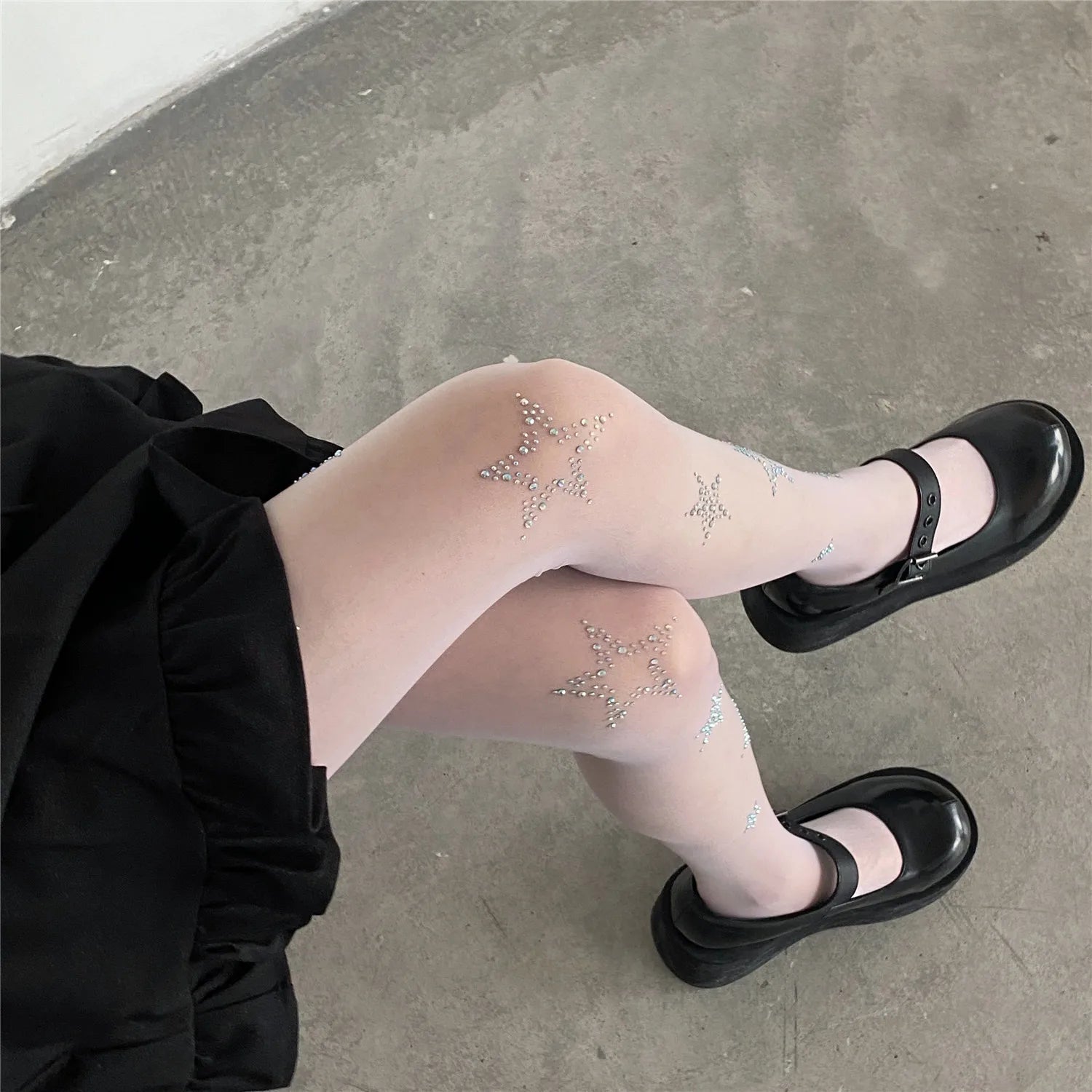 Women Star Rhinestone Tights – Shiny Thigh High Lolita Style Pantyhose