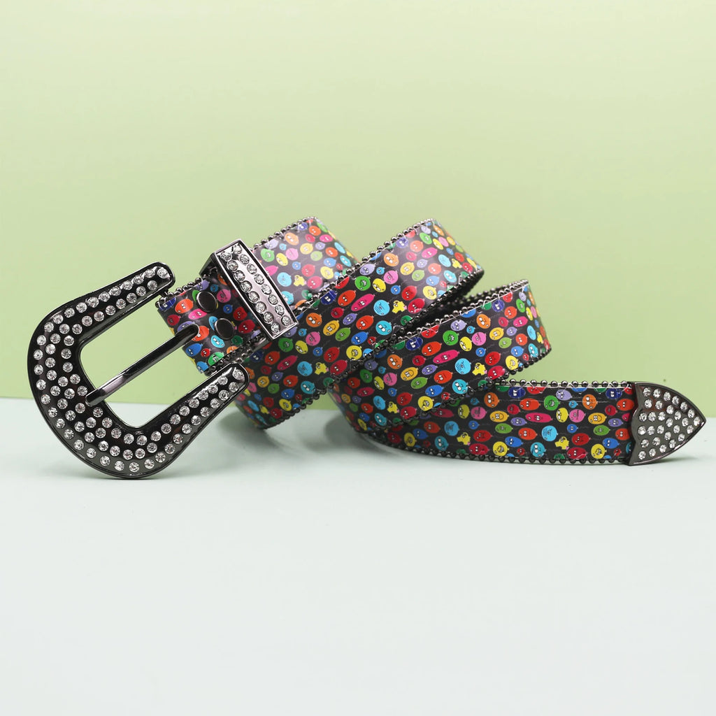 Colorful Balloon Print Gothic Rhinestone Belt – Y2K belt LUNARITY GARAGE