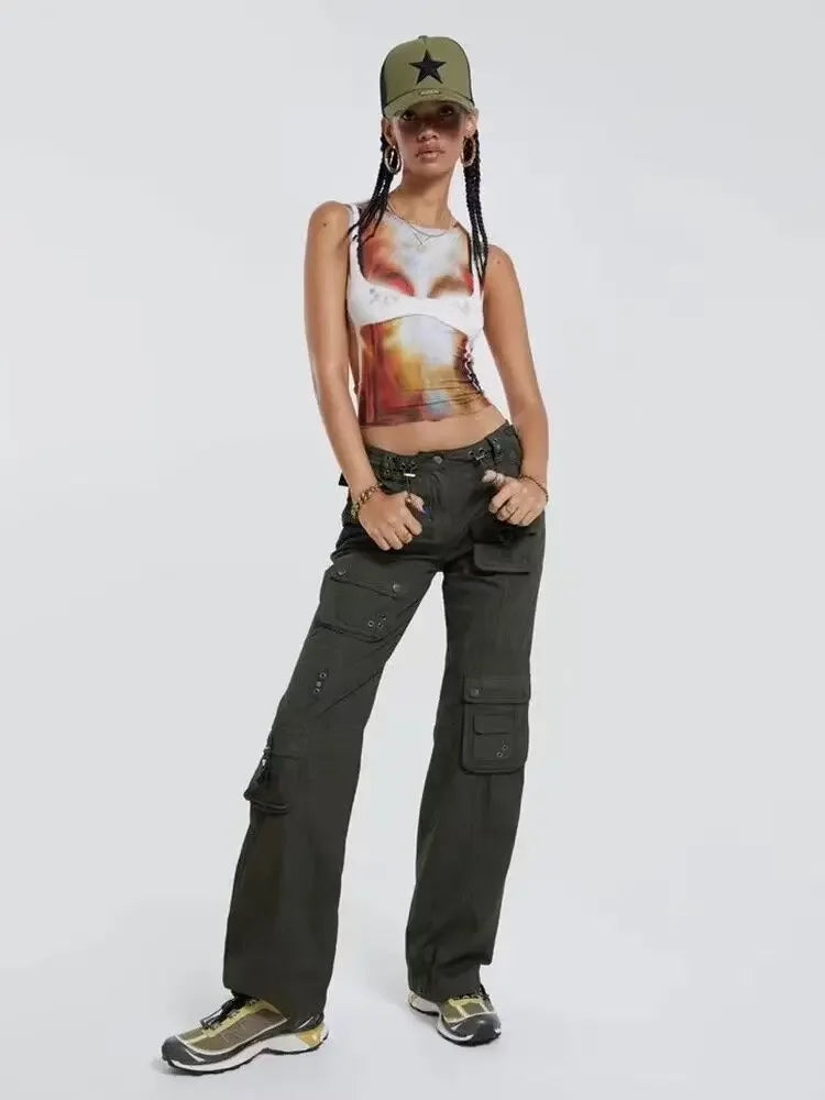 Sexy Pixelated Print Color Block Slim Fit Vest Top - Y2K Inspired Tops LUNARITY GARAGE