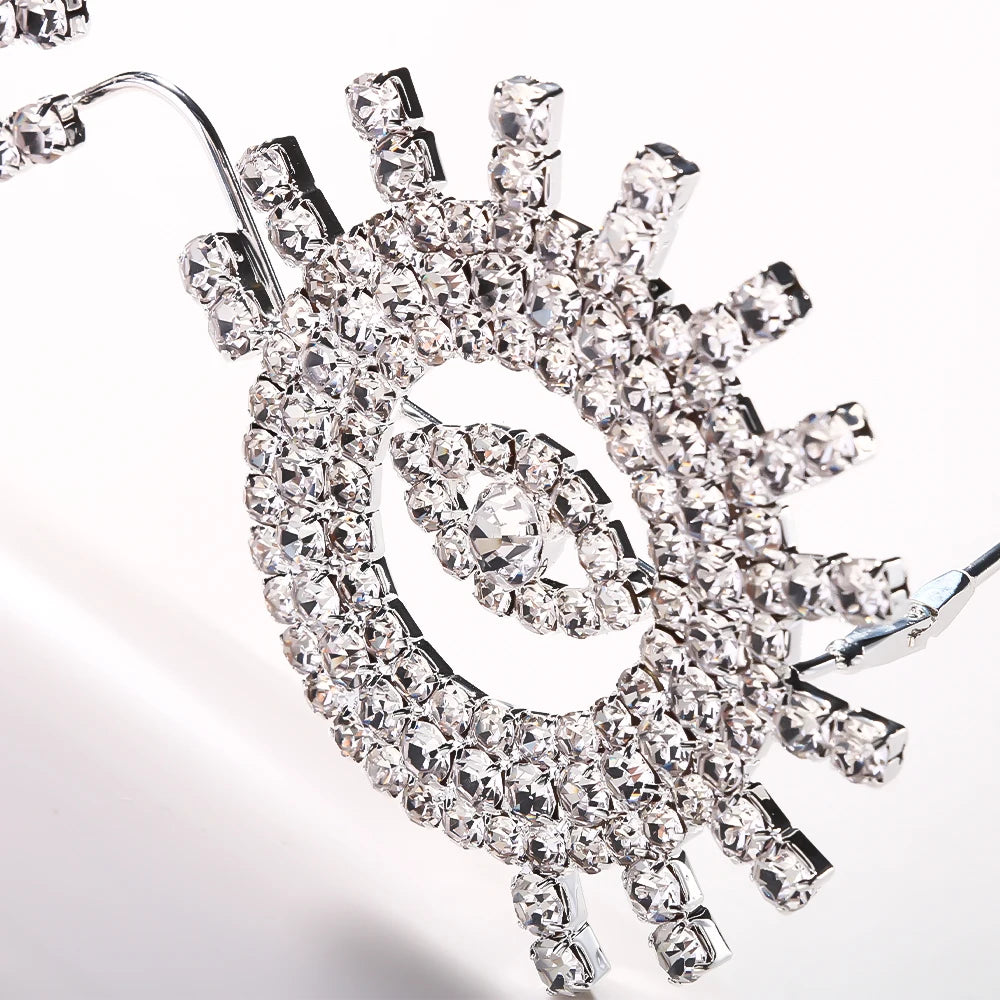 Round Evil Eye Rhinestone Crystal Glasses Frame Sunglasses Lunarity Garage   