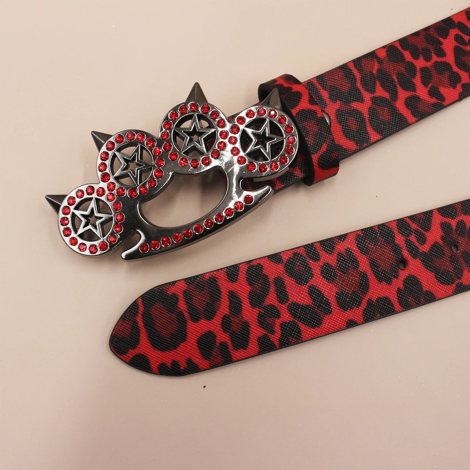 Leopard Print Rhinestone Y2K Belt - Hip Hop Western Shiny Waistband Belt LUNARITY GARAGE