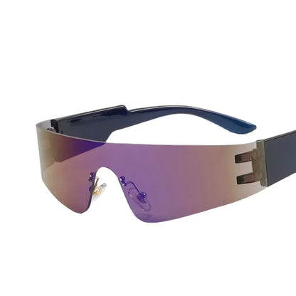 Rimless Oval Rave Sunglasses - Stylish Y2K Sport Eyewear Sunglasses Lunarity Garage Purple