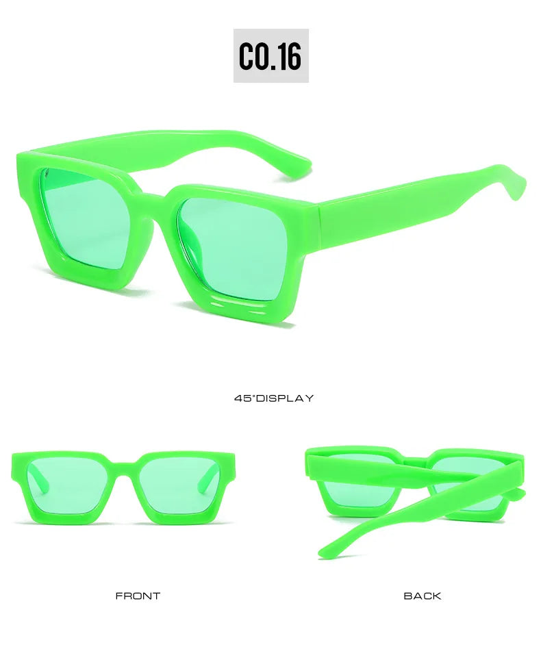 Vintage Square Candy Color Sunglasses – UV400 Gradient Designer Shades Sunglasses LUNARITY GARAGE