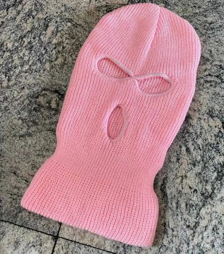 Y2K Ski Mask 3-Hole Knitted Balaclava Balaclavas Lunarity Garage Pink