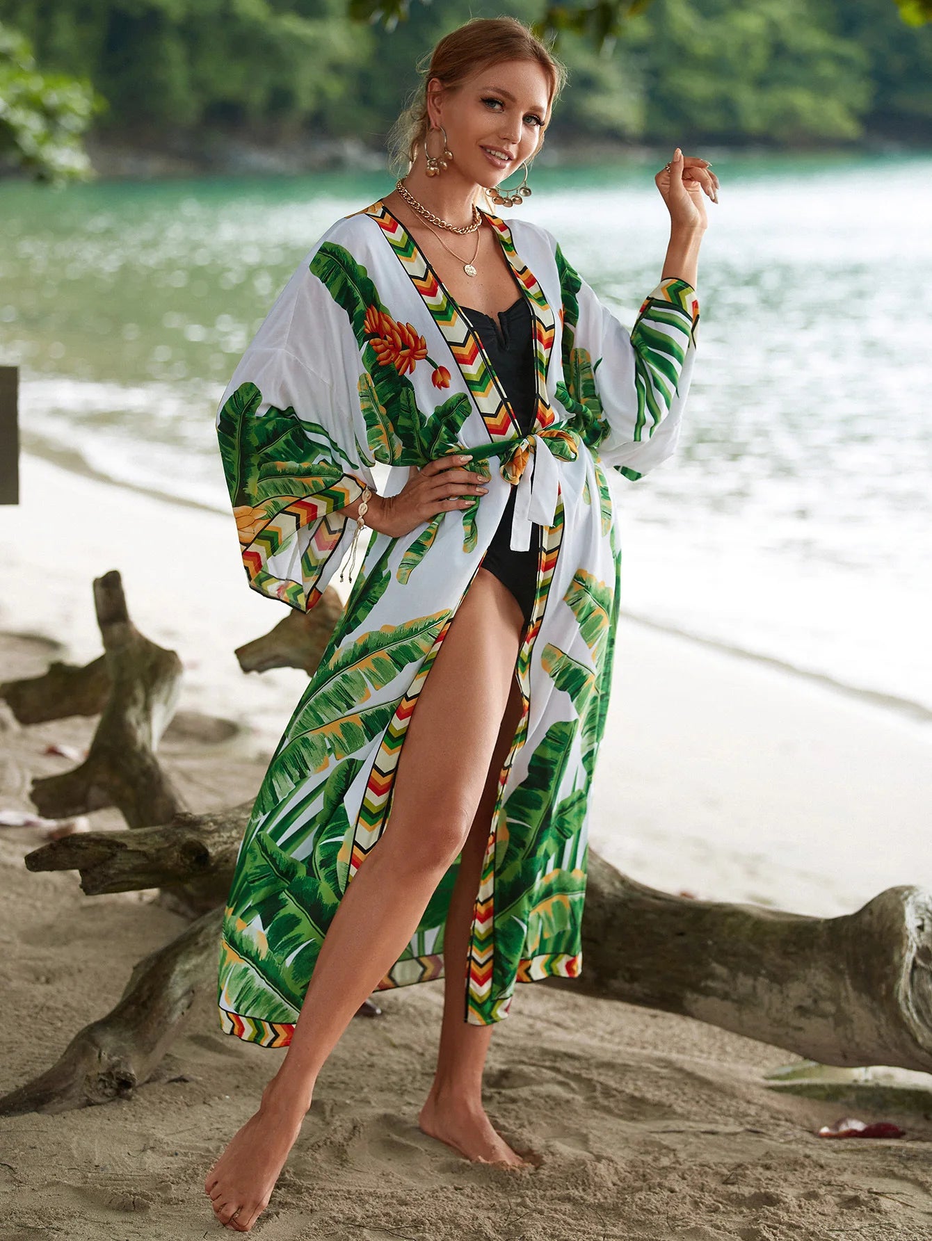 The Africa Printed Beach Kimono Cover-Up kimonos LUNARITY GARAGE