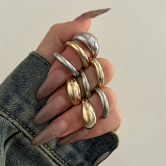 Vintage Geometric Irregular Open Round Ring Set Ring Lunarity Garage 8 pcs  