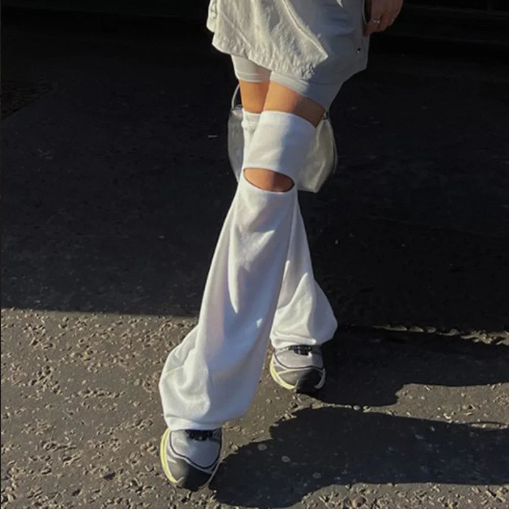 Harajuku Style White Hollow Leg Warmers Leg Warmers Lunarity Garage