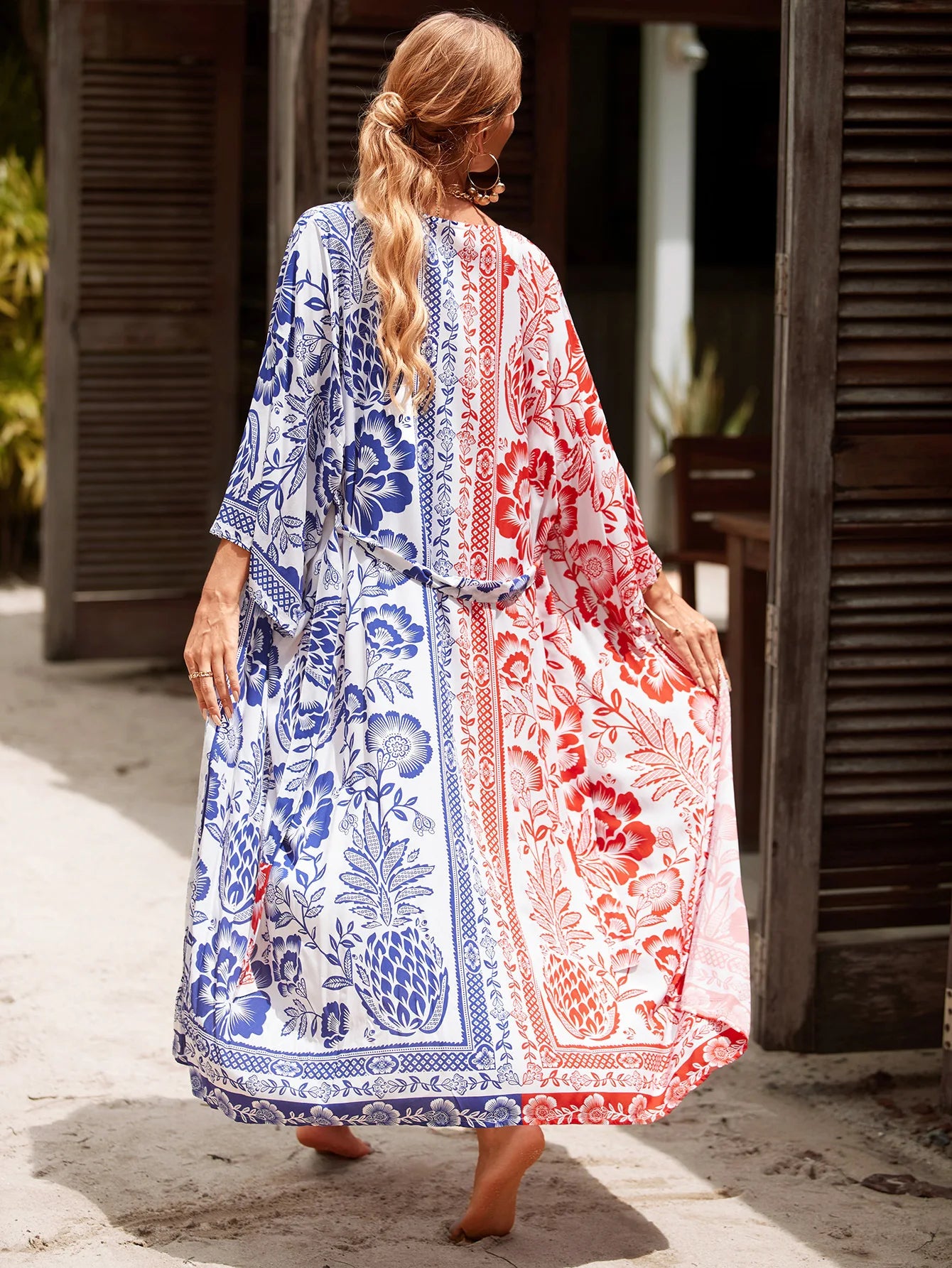 The Africa Printed Beach Kimono Cover-Up