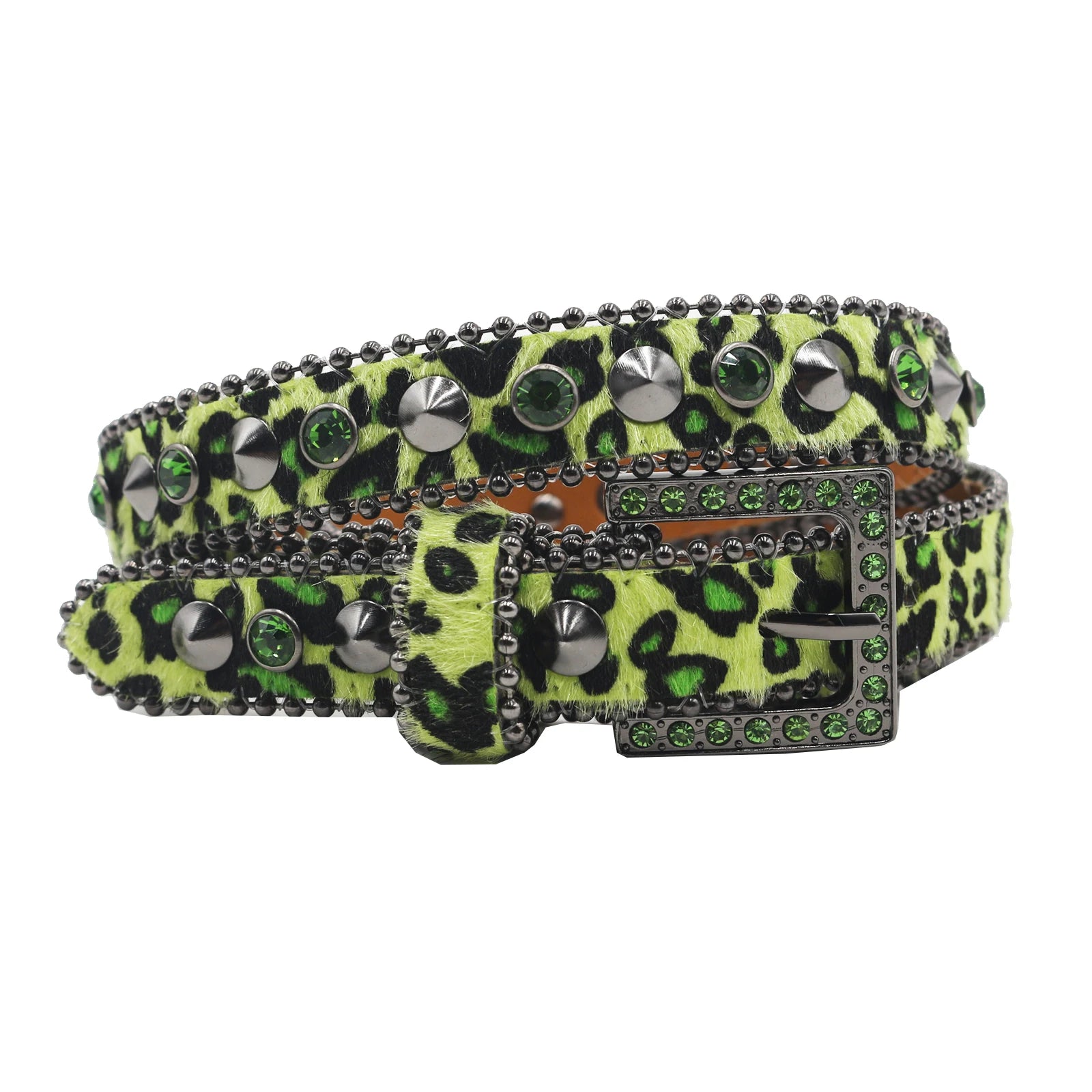 Women’s Rhinestone Leopard Belt – Western Crystal Square Buckle belt LUNARITY GARAGE
