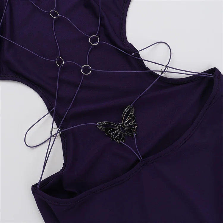 Backless High Collar Bodycon Maxi Dress – Elegance & Allure dress LUNARITY GARAGE