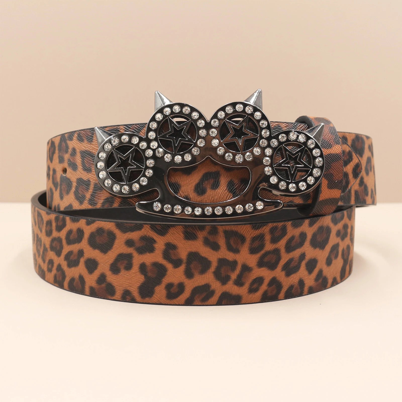 Leopard Print Rhinestone Y2K Belt - Hip Hop Western Shiny Waistband Belt LUNARITY GARAGE