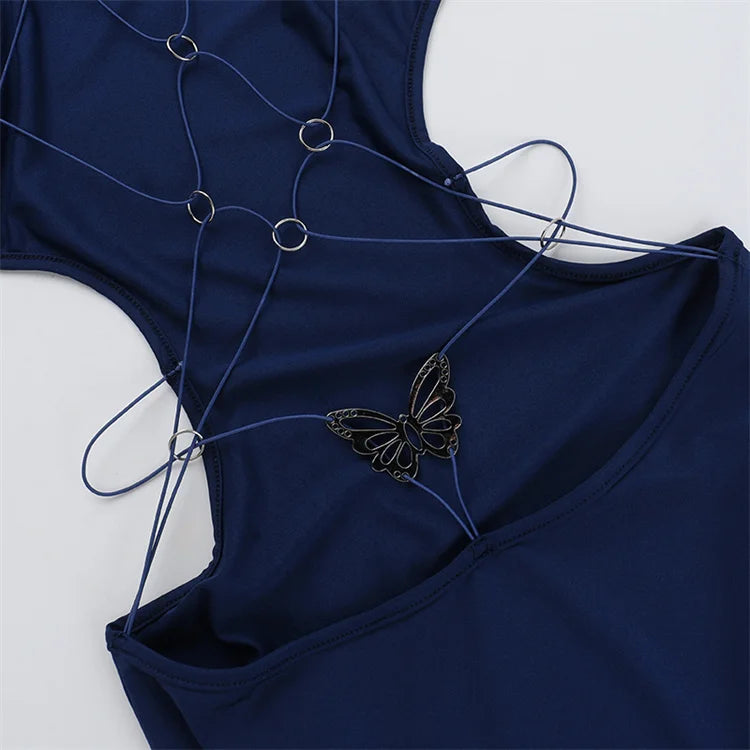 Backless High Collar Bodycon Maxi Dress – Elegance & Allure dress LUNARITY GARAGE