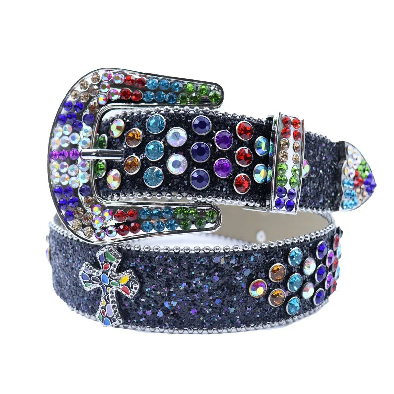 Shine Rhinestone Punk Cowboy Belt - Unisex Y2K Crystal Belt for Jeans & Pants Belt LUNARITY GARAGE Colorful 125cm