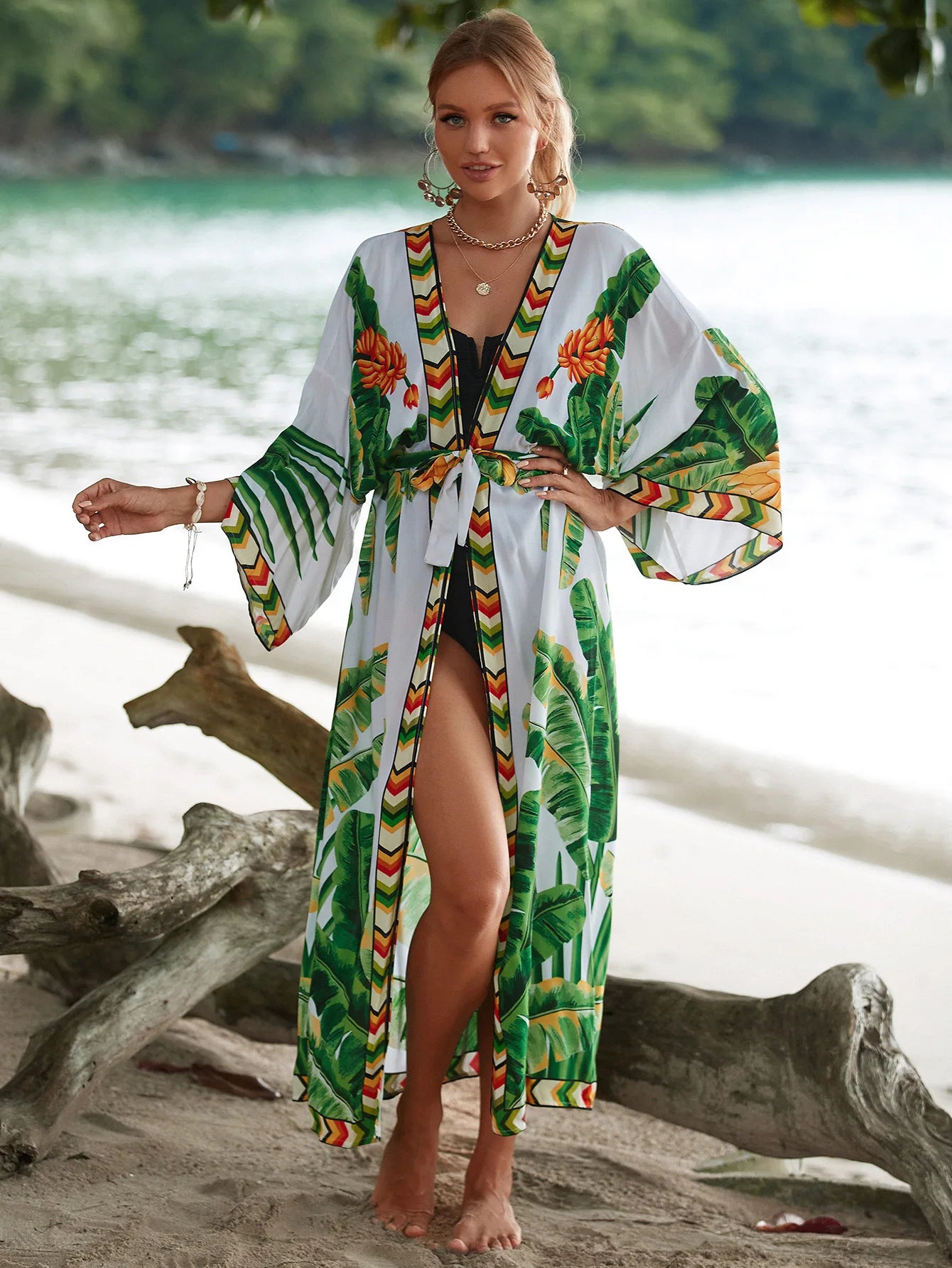 The Africa Printed Beach Kimono Cover-Up kimonos LUNARITY GARAGE