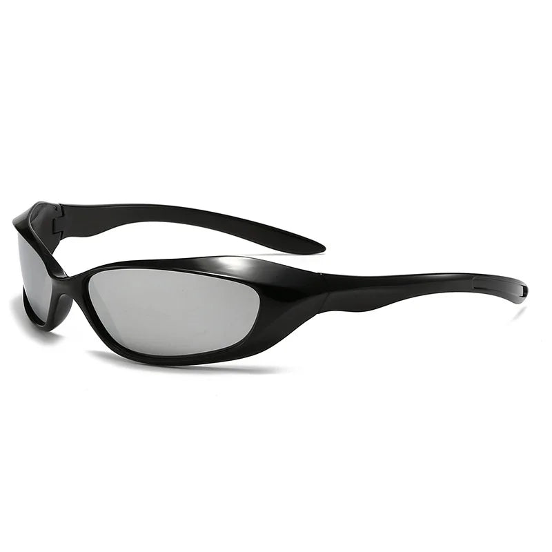 Y2K Punk Sports Sunglasses – Futuristic UV400 Designer Shades for Men & Women Sunglasses Lunarity Garage Black Silver
