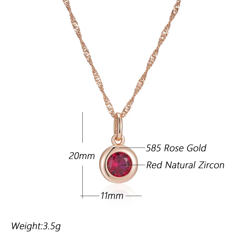 Shiny Red Natural Zircon Pendant Necklace – Rose Gold Ethnic Vintage Jewelry Necklace LUNARITY GARAGE   