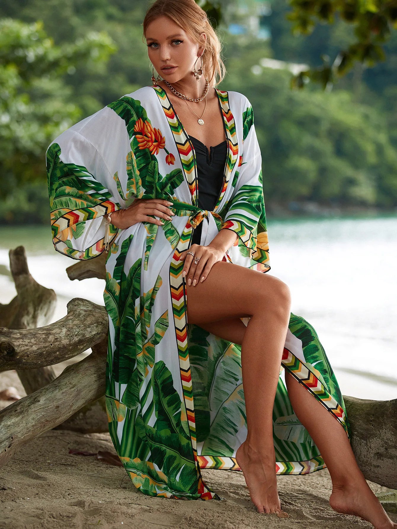 The Africa Printed Beach Kimono Cover-Up kimonos LUNARITY GARAGE