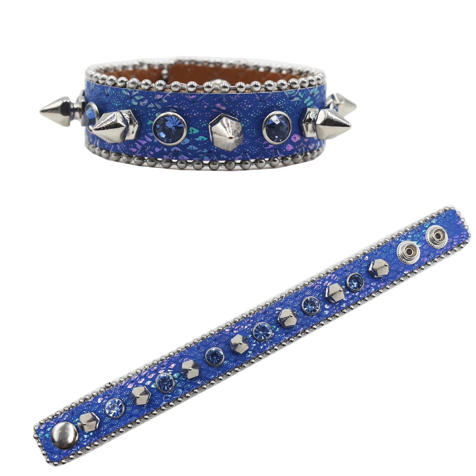 Rhinestone Denim Bracelet – Hip Hop Punk Rock Y2K Style (Unisex) bracelets LUNARITY GARAGE Blue