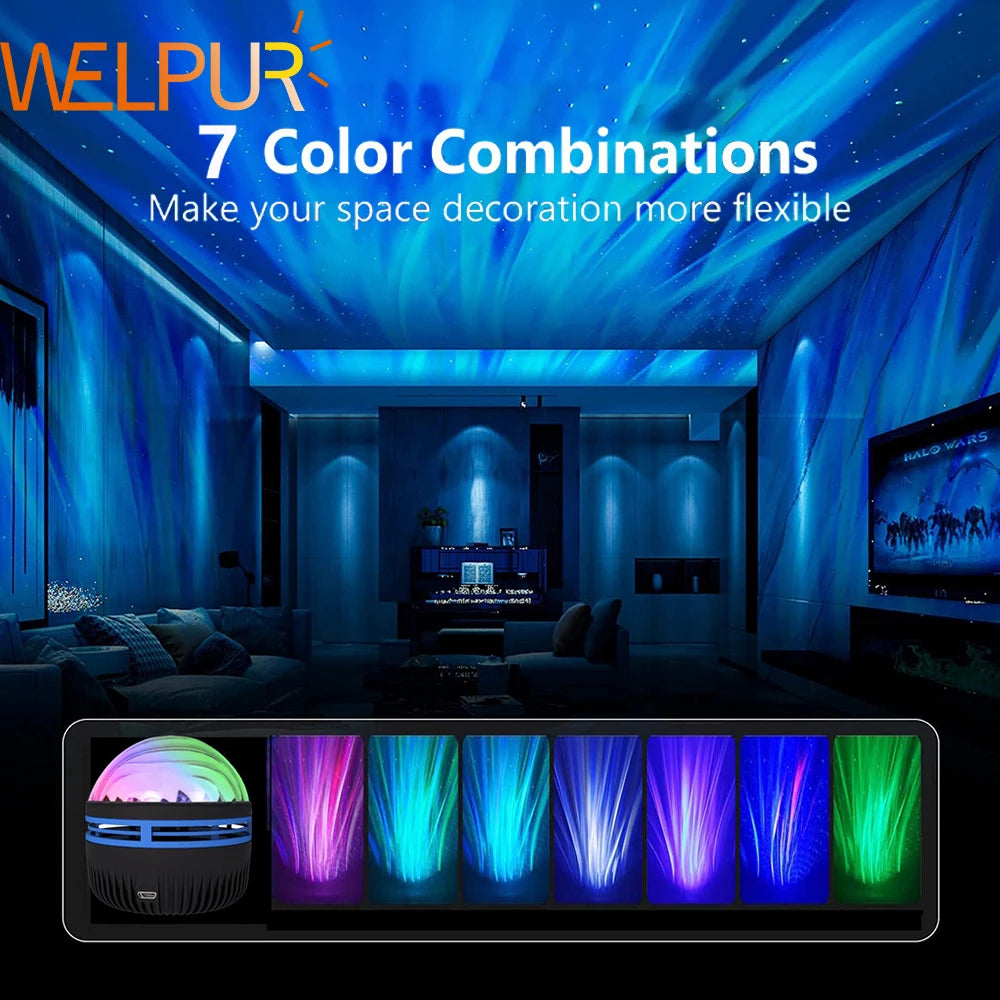 Aurora Starry Galaxy Dreams Northern Glow Night Light Projector LED Starry Sky Atmosphere Lighting Gift Bedside Nightlight Lamp Night Lights LUNARITY GARAGE