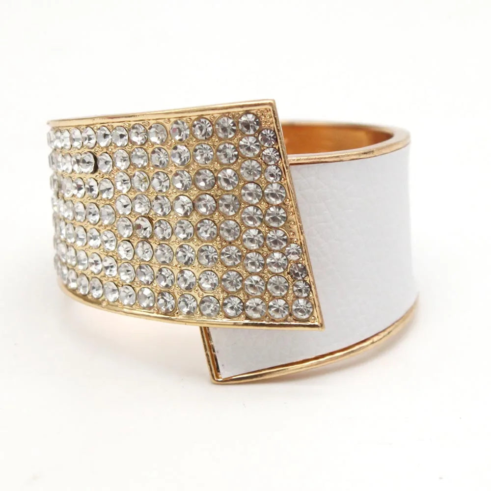 Fashion Geometric Crystal Cuff Bracelet Bracelets Lunarity Garage White  