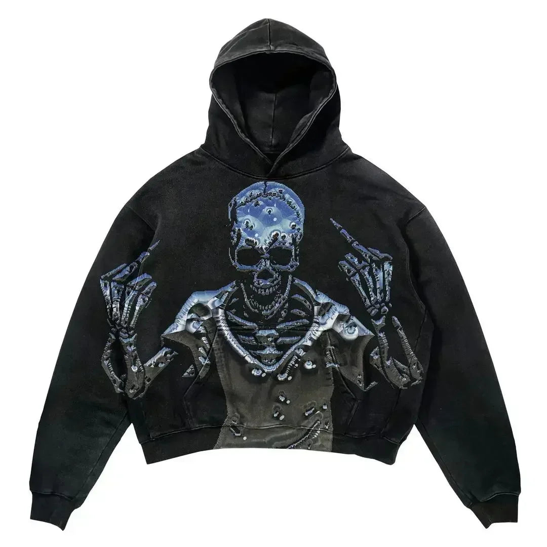 Harajuku New Grunge Oversized Sweatshirt Hoodie Skull Printing Hoodies Women Unisex Goth Y2K Streetwear Gothic Hoodies hoodie LUNARITY GARAGE Skull M