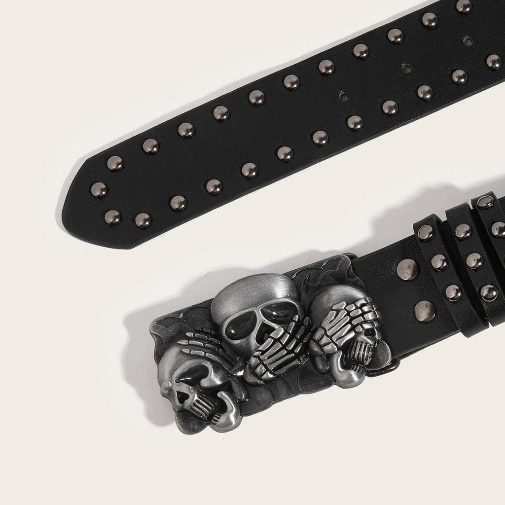 Punk Skull Hand Belt – Gothic Y2K Skeleton Hand Leather Belt with Rivets for Men and Women, Harajuku Halloween Accessories belt LUNARITY GARAGE   