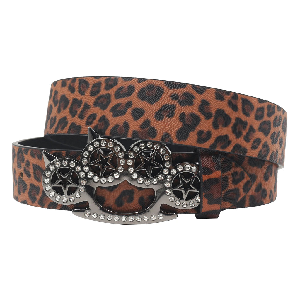 Leopard Print Trendy Rhinestone Belt – Elegant Shiny CAT Design (3.8cm) belt LUNARITY GARAGE